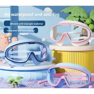 Swimming goggles waterproof anti-fog swimming HD professional men's and women's large frame swimming glasses children's diving swimming cap cover equipment