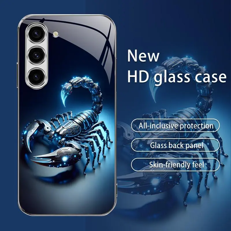 Suitable for [Galaxy S23 5g] Simple Scorpion Series Metal Paint Tempered Glass Protective Case Anti-fouling Fashion Trend Personality Hot Sale 995