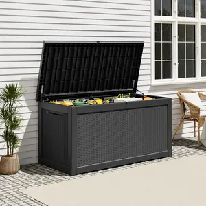 RIWENGO 260 Gallon Resin Storage Box Waterproof and UV Proof Lightweight Deck Box for Patio Garden Tools