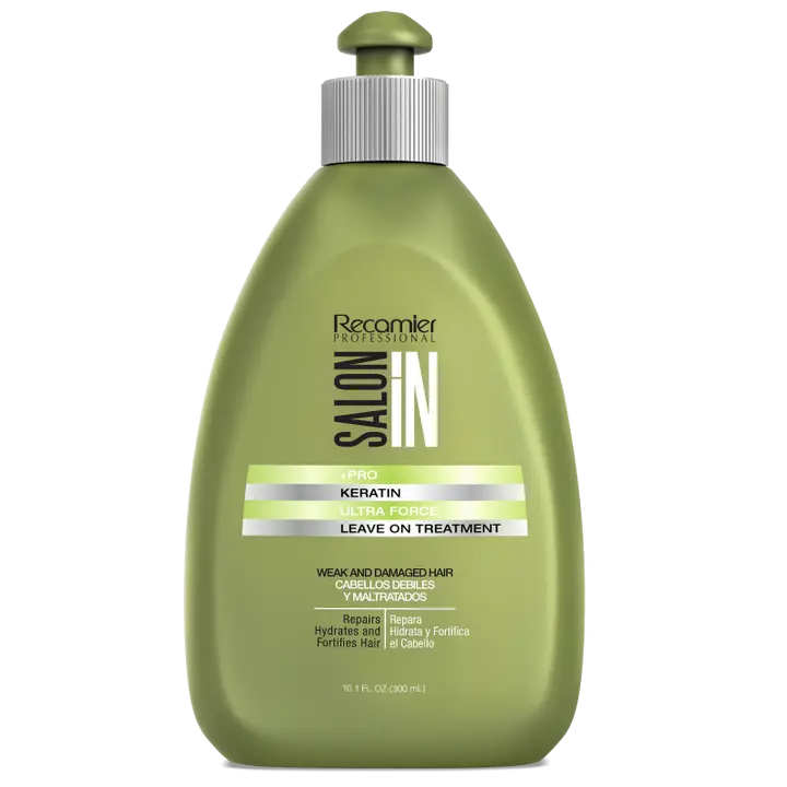 RECAMIER Salon In Leave-On Treatment, Keratin Rich Strengthening Formula for Weak and Damaged Hair, Lightweight, 300ml / 10.1 oz