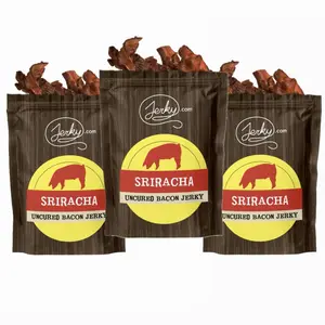 3 Pack - Sriracha Flavored Bacon Jerky - Made with 100% Real Dried Bacon - High in Protein, Low in Calories, Packed with Flavor, Made in the USA, USDA Certified - 5.25 oz.