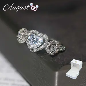 Women's Love Ring 5A+ Cubic Zirconia Love Promise Wedding Engagement Wedding Ring Three-Stone Heart-Shaped Anniversary Ring Women's Fashion Daily Matching Jewelry Large Size (4-12), Cubic Zirconia Rings, Heart Cluster Ring