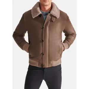 Mens Dark Brown Shearling Leather Jacket