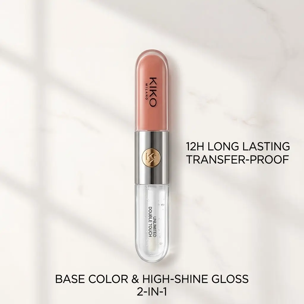 KIKO Milano Unlimited Double Touch Liquid Lipstick - 12H Long Lasting Transfer-Proof Base Color & High-Shine Gloss 2-in-1