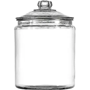 Heritage Hill Glass Jar with Lid, 2 Gallon, glass jars with lids are wide mouthed to ease scooping and measuring while protecting foods and flavors