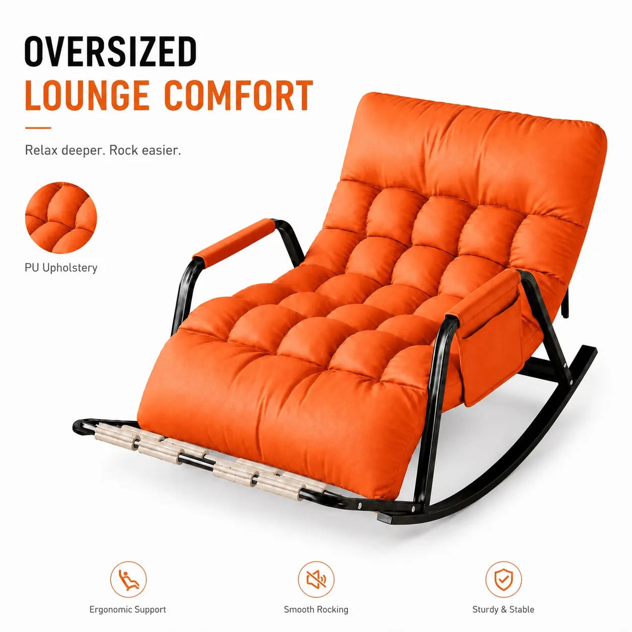 Upholstered Lounge Recliner Chair, Adult Lazy Sofa with High Back for Living Room Balcony Sleeping and Napping