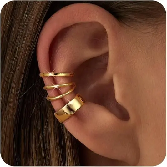 Chic-14K Gold Plated Chunky Ear Cuffs
