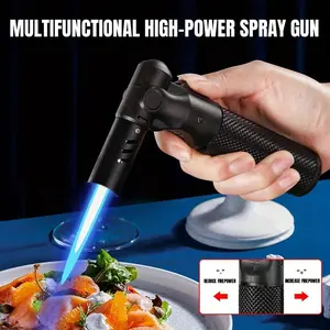 Portable Windproof Torch Lighter, Refillable Jet Flame Lighter,  High Temperature Resistant Multifunctional Blowtorch, 360° Inverted Ignition, Flame Size Adjustment, Suitable For Camping, Barbecue, Welding Torch (butane Gas Not Included)
