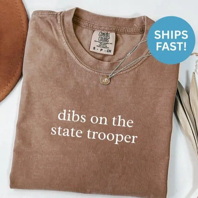 Comfort Colors Dibs on the State Trooper Shirt, State Trooper Wife Shirt, Police Wife Shirt, Law Enforcement Shirt, Trooper Wife Tee