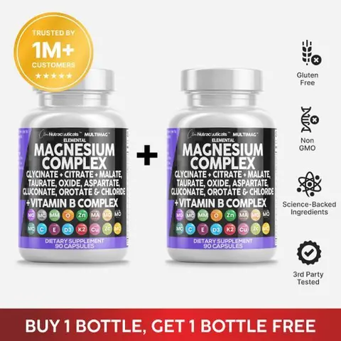 Clean Nutra BOGO | Magnesium Complex with Glycinate, Citrate, Malate, Taurate, Oxide, Aspartate, Gluconate & More for Men & Women Supplement Capsules – MultiMag