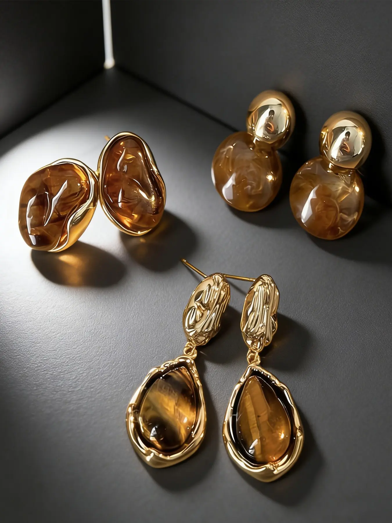 Elegant Resin Amber Matching Jewelry Set, Imitation Design, Perfect for Layering & Fall Fashion, Trendy Boho Accessory