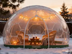Garden Dome Tent Outdoor Bubble Tent 12FT Transparent Geodesic Dome for Backyard Patio Garden Winter Shelter All-Season Lounge for Family Dining Relaxing Durable Weather-Resistant Design