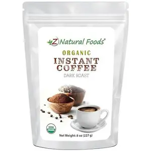 Z Natural Foods Organic Instant Coffee Powder - Rich Dark Roast Flavor, Arabica Instant Espresso Powder with Antioxidants to Boost Energy, Mood & Focus - Gourmet Coffee in Resealable Bag, 8 oz