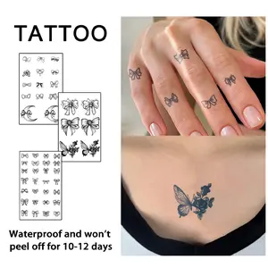 Butterfly Knot Finger Behind Ear Temporary Tattoo Stickers, Waterproof Long-Lasting 7-15 Days, Semi-Permanent Herbal Tattoos