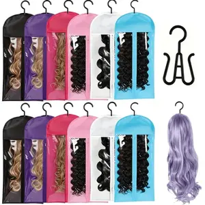 2/4/6/8/12/18Pcs Wig Storage Bag With Hooks - Satin Wig Bag For Multiple Wigs, With Zipper Wig Travel Case Wig Hanger For Closet Portable Wig Box Wig Organizer