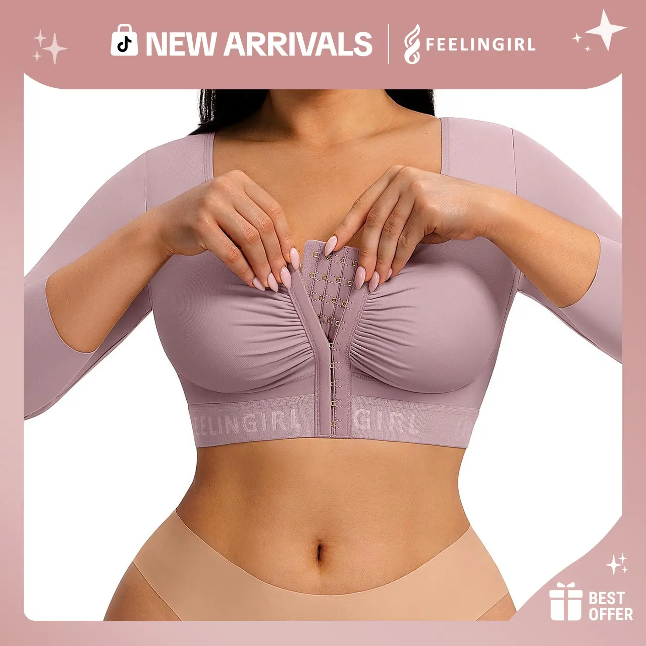 FeelinGirl FeelCare Upper Arm Shaper for Women Compression Sleeves Slimming Arm Front Closure Bra Shapewear Tops newarrivals SohoChic