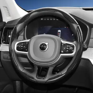 For Volvo XC60/XC40/XC90/EX30/S60/V60/EX90/V90/S90 Segmented Carbon Fiber Steering Wheel Cover, Car Accessories, Sporty Style Non-Slip Comfortable Grip Quick-Install Design All-Season Compatibility