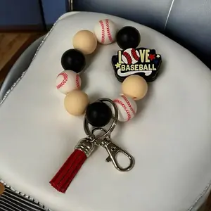 Love Baseball Keychain - Mini Wristlet Style