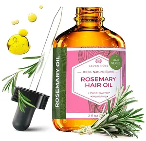 Leven Rose Organic Rosemary Haircare Growth Oil 2 oz - Growth Oil with Castor, Jojoba,   Peppermint, Argan Oil & Evening Primrose - Comfort Hair Types