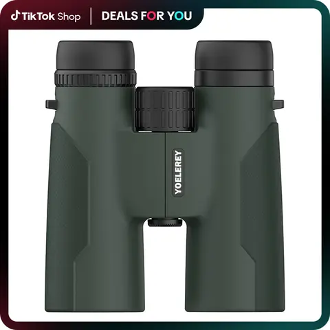 Yolerey HD 12x42 Camping Binoculars with Black Eyecups, Durable Rubber Armor, Fogproof Seals, Truecolor Viewing for Bird Watching, Forest Detail Visibility in Overcast Skies