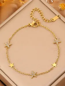 1 fashionable, elegant and luxurious gold star studded diamond bracelet with unique design, a must-have for fashion enthusiasts! Showcasing a fashionable temperament, suitable for daily wear, Christmas, and important occasions, Elegant Jewelry Bracelet