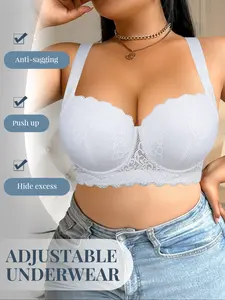 Plus Size Bras for Women Bra Supportive Underwire Bra Full Coverage Bra Push Up Lingerie Anti Sagging Bra Comfort Sexy Lace Bra Simple Elegant Everyday Bra Halloween Clothes Sports Bras for women Back To School Women's Lingerie for All Seasons