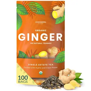 Cederberg Tea Company Organic Ginger Tea 100 Natural Teabags - Boosts Immunity & Metabolic Health -  Caffeine-Free Herbal beverage - Enjoy Hot or Cold