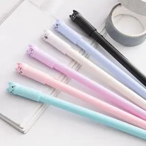 Creative Cartoon Neutral Pens, Cute Cat Design, 0.5mm Black Quick-Dry Ink, School Office Universal Stationery, Gift Set of 6