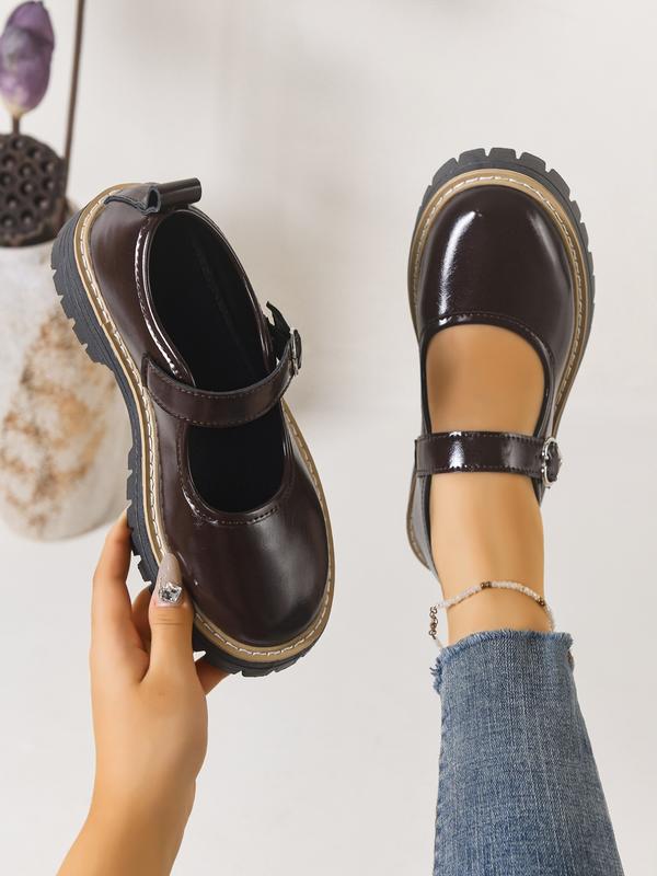 Women's Shiny Heart Buckle Loafers with Thick Sole, Stylish Casual Round Toe Shoes for All Seasons, British Style Elegant Flats, Mary Janes Women's Shiny Heart Buckle Loafers with Thick Sole, Stylish Casual Round Toe Shoes for All Seasons, British Style Elegant Flats, Mary Janes
