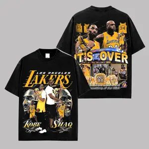 Kobe Bryant & Shaquille O'Neal - LA Dynasty Premium Cotton T-Shirt, Vintage Lakers Legends Graphic Tee, Los Angeles Basketball Fans Hoops Streetwear Shirt, Kobe Shaq Fan Merch, Unisex Oversized Sports Gift Tee