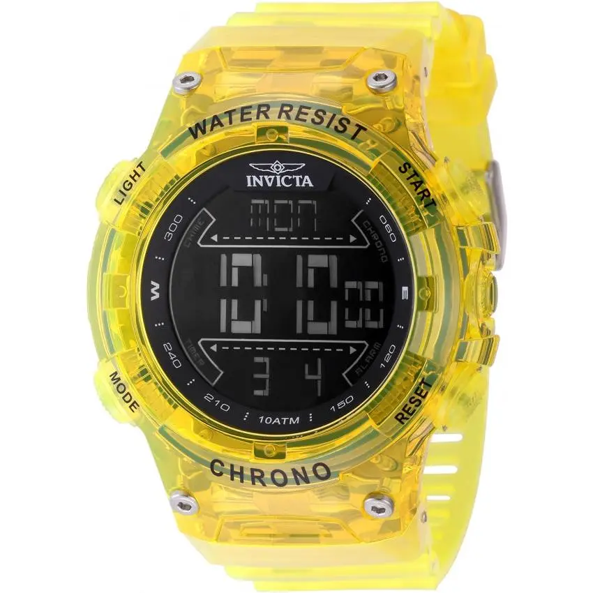 Invicta Racing Burnout Digital Men's Watch- 52mm, Transparent, Yellow(49044)