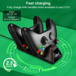 This fast charging station is compatible with Xbox One/S/X and Xbox Series S/X controllers. It includes one charging dock, two 800mAh batteries, and four battery covers. It can fully charge two controllers in just 2.5 hours, extending your gaming time at