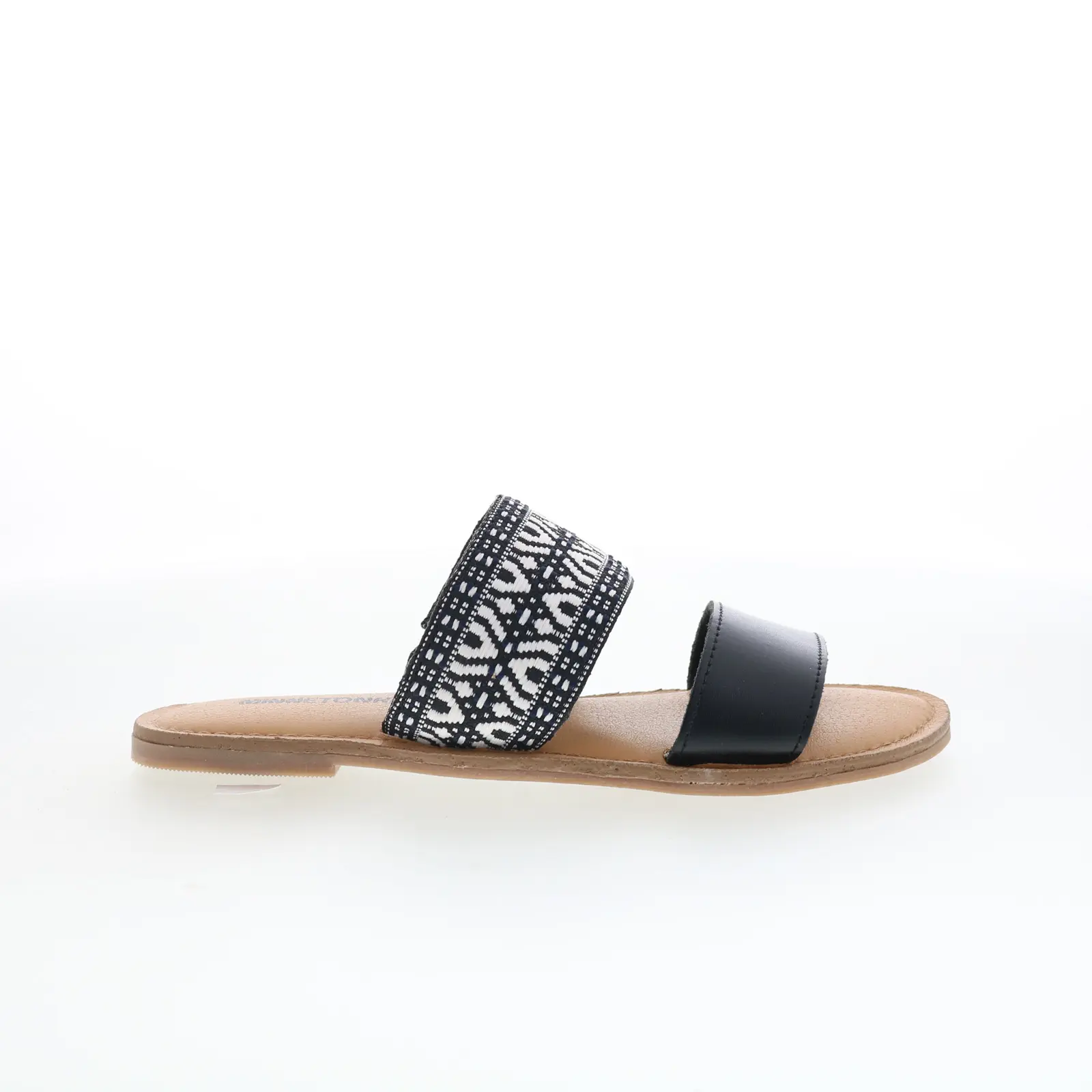 Minnetonka Franky 5918963 Womens Black Leather Slides Sandals Shoes