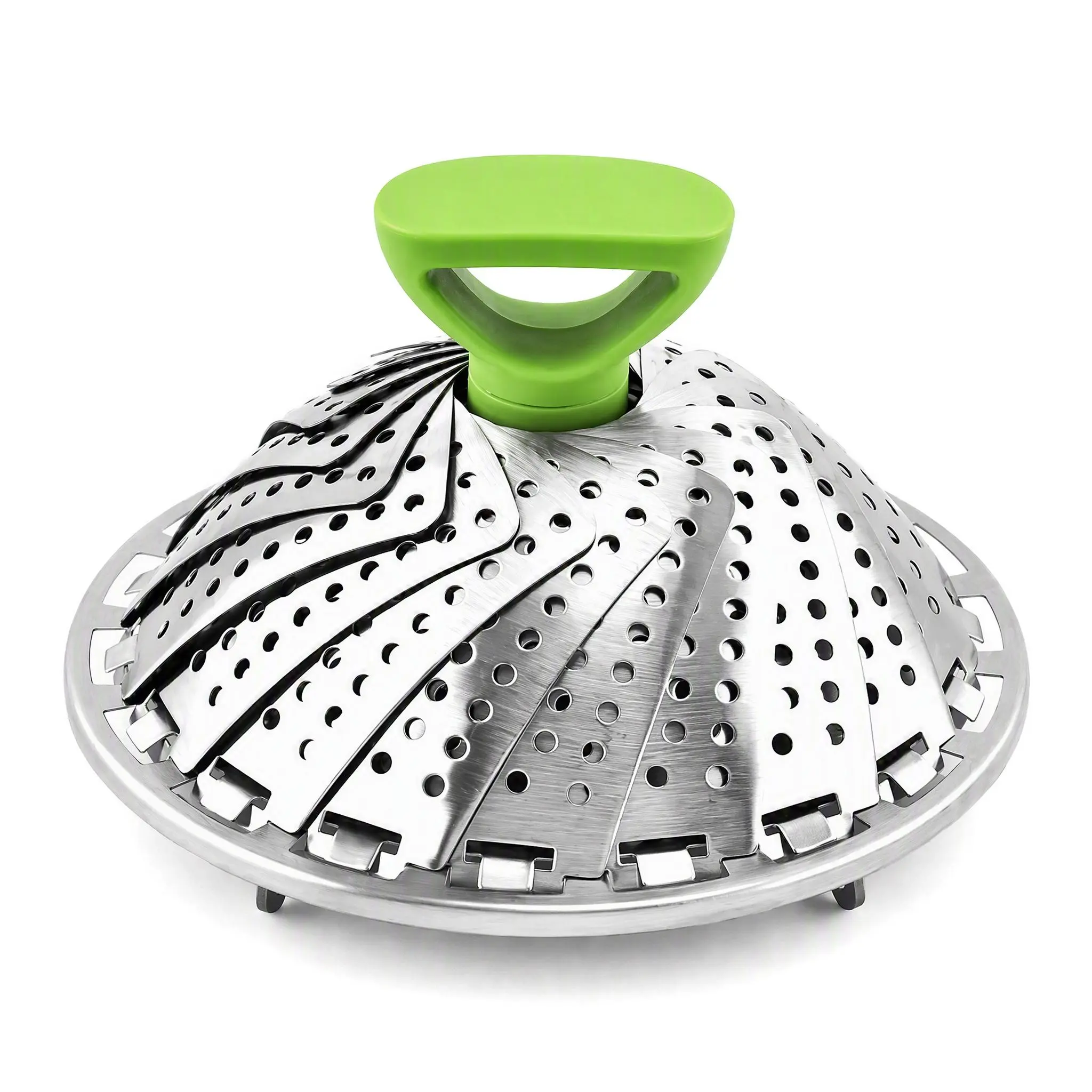 Stainless Steel Expandable Folding Steamer Basket, Heat-Resistant Handle Steamer Insert, Multi-Purpose Steam Rack for Home Kitchen Food Cooking