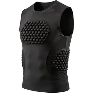Padded Compression Shirt Chest Protector for Football Baseball Softball Rugby Lacrosse Rib Sternum Guard Padded Shirt