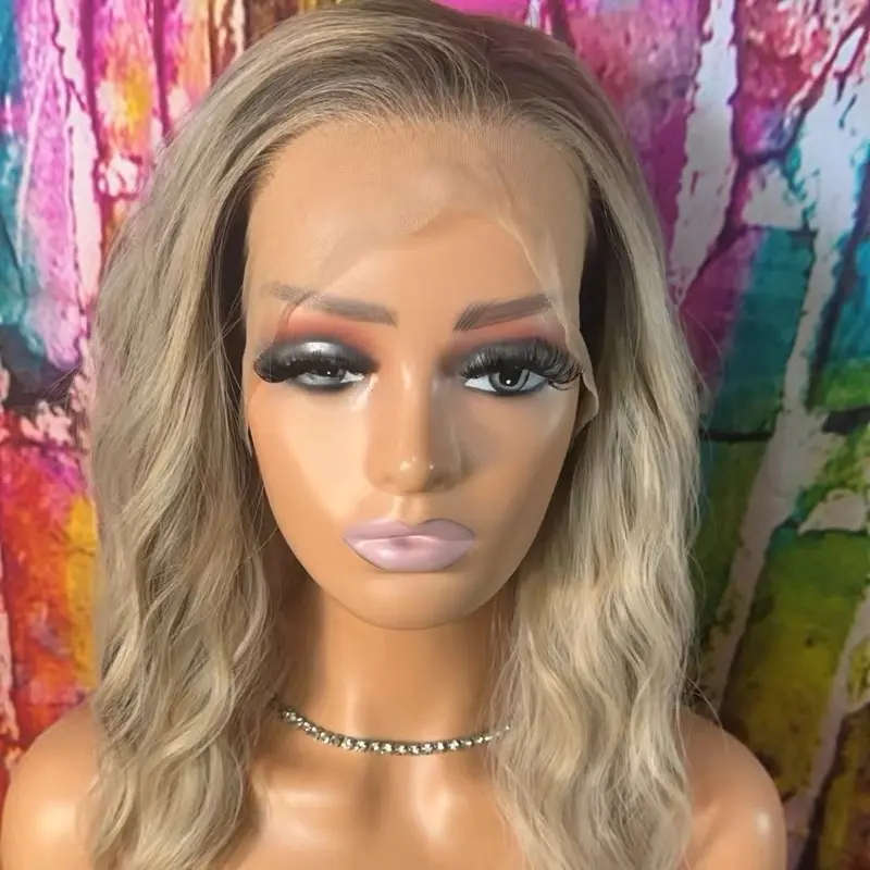 Psamathe 13x4 HD Lace Front Wig - Ash Blonde Silver Grey Wavy Synthetic | Pre-Plucked Glueless Ready