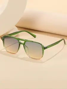 1 Pair Simple Glasses For Everyday Use, Summer Square Frame Double Beam Glasses , Travel Accessories, Fashion Glasses