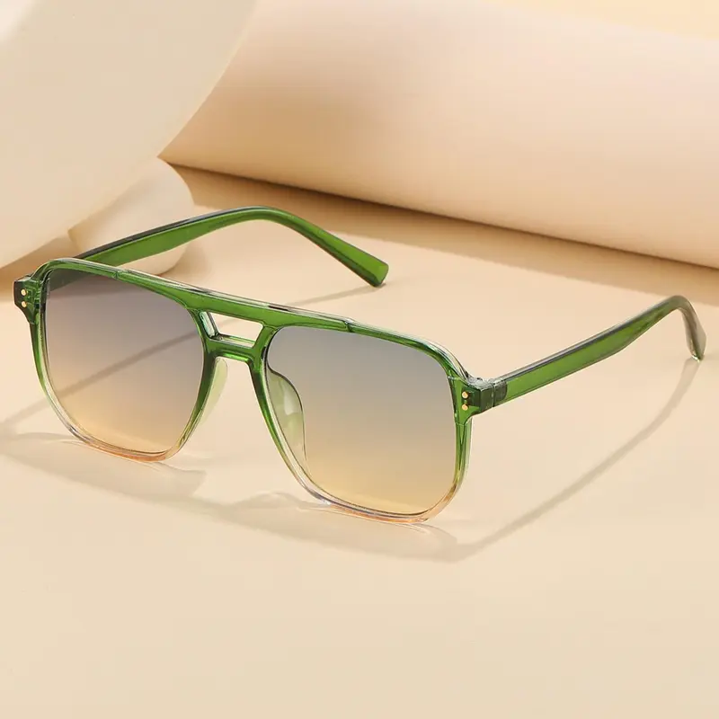 1 Pair Simple Glasses For Everyday Use, Summer Square Frame Double Beam Glasses , Travel Accessories, Fashion Glasses, Casual Stylish Glasses, Square Sunnies, Casual Shades