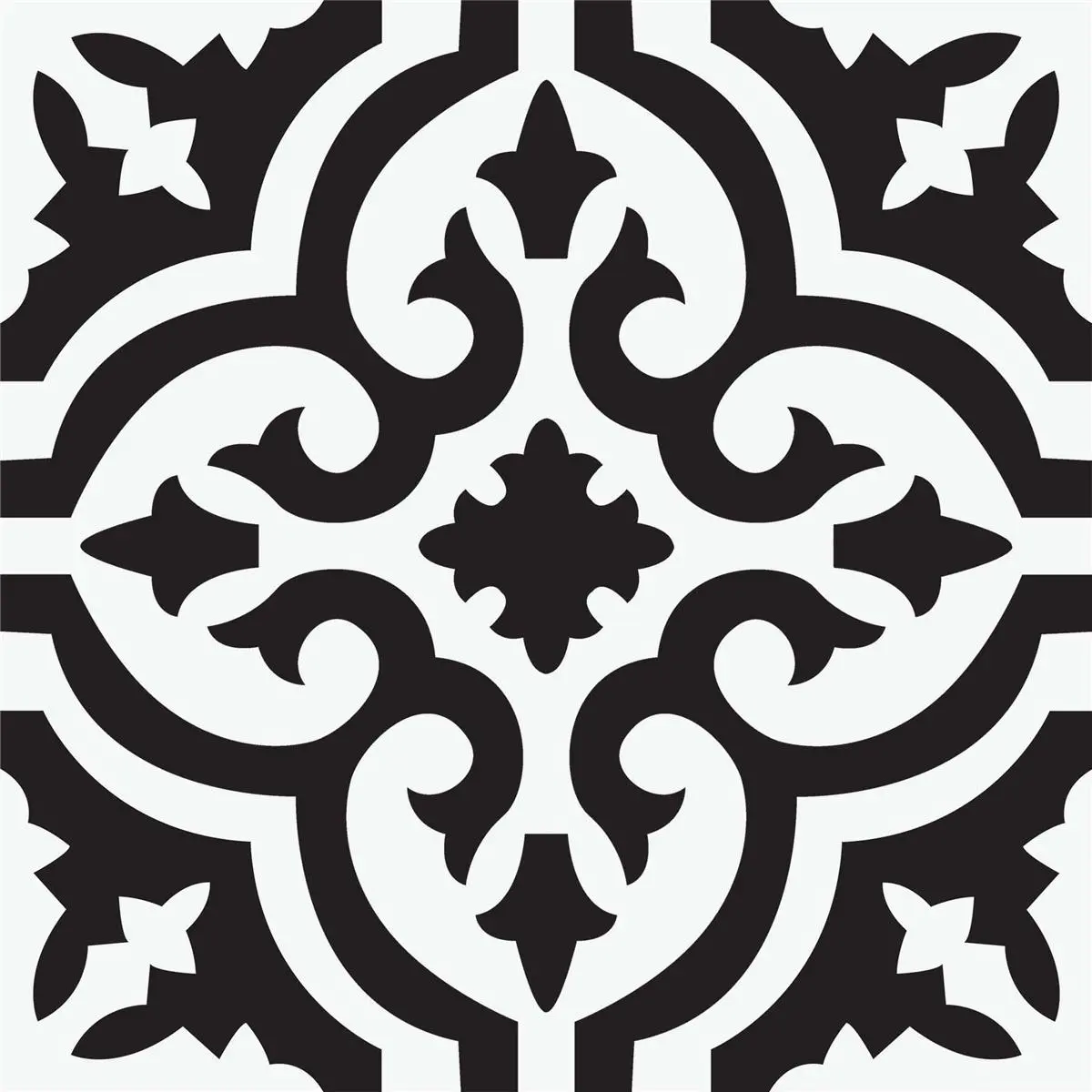 FloorPops FP3828 Parma Vinyl Square Peel and Stick Floor Tiles, 12 x 12 inches, Black & White, 10 Pieces (1 per Sheet), No Grout Needed, Water Resistant, Easy Install for Bathrooms, Laundry Rooms