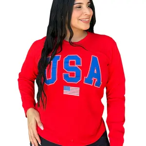 Unisex USA Flag Long Sleeve Tee - Patriotic Made in the USA Classic Cotton Shirt Long Sleeve Tshirt for Men & Women Soft Casual Round Neck Top - Fit