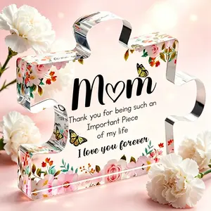 Cute Engraved Acrylic Block Puzzle Piece Gift for Mom, Warm Present from Son & Daughter for Mother's Day, Birthday & ChristmasCute Engraved Acrylic Block Puzzle Piece Gift for Mom, Warm Present from Son & Daughter for Mother's Day, Birthday & Christmas