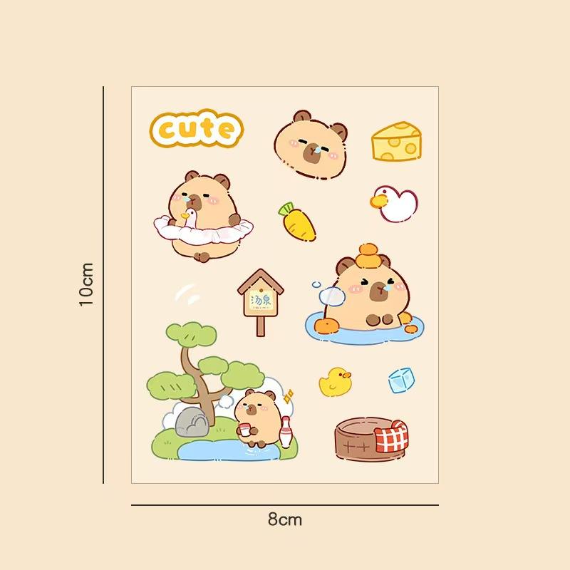 Capybara Stickers for Kids Girls Kawaii Panda Waterproof Cartoon Animal Stickers DIY Decorative Adhesive Sticker for Phone Case Stationery Party Gifts Original Design Kids' Valentine Exchanges scrapbooking  romance book sticker scrapbook supplies