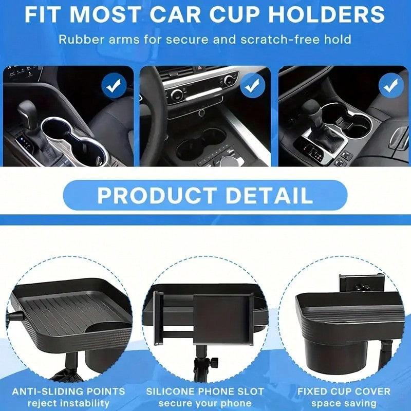 TAIMASI 1pc Versatile Car Tray - Integrated Cup Holder & Mobile Stand - Durable, For Easy Travel Dining And Organization