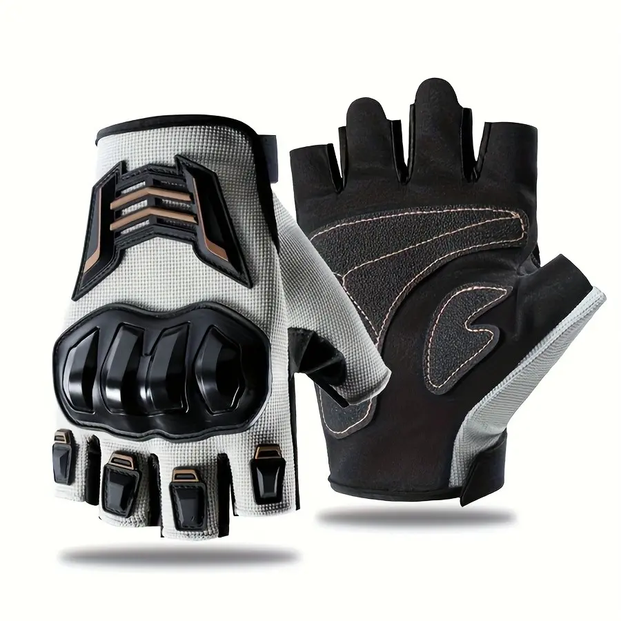 Men'S Half-Finger and long fingers Motorcycle Gloves, Touch screen Compatible, Adjustable Strap Closure, Suitable for riding in all seasons Motorcycle Protective Gear, Motobike riders gear, Five colors available