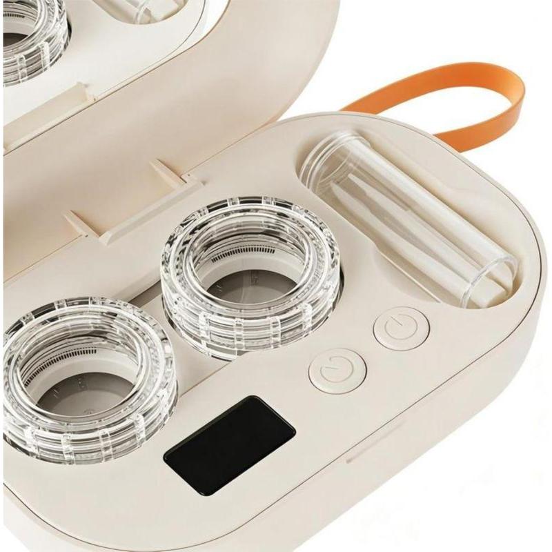 Ultrasonic Rechargeable Contact Lens Cleaner with Vanity Mirror - Portable Case for Hard & Soft Lenses, 2 Cleaning Modes, Daily Deep Cleaning for Travel, Sports, Office, and Home Use