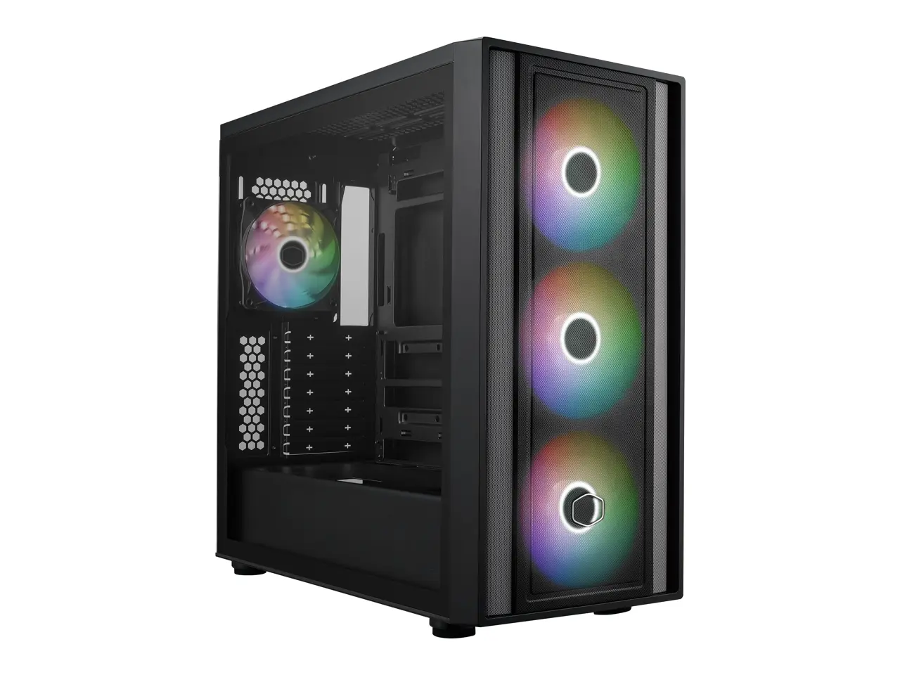 Cooler Master MasterBox 600 Airflow ATX Mid-Tower Case, Back-Connected Motherboards Asus|MSI|Gigabyte, Type C, Tempered Glass, 140mm SickleFlow PWM, GPU Max 410mm, FineMesh Airflow (MB600-KGNN-S00)