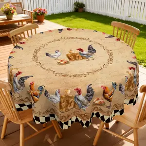 Rooster Printed Vintage Table Cloth, Retro Farmhouse Chicken Pattern Table Covers, Camping Essentials Home Decor, Party Supplies Kitchen Dining Table Decor for Indoor Outdoor Festival Picnic Birthday Room Decor Perfect Gift