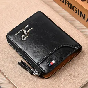 Mens Wallet Leather Business Card Holder Zipper Purse Luxury Wallets for Men RFID Protection Purses Carteira Masculina Luxury TRISJEM
