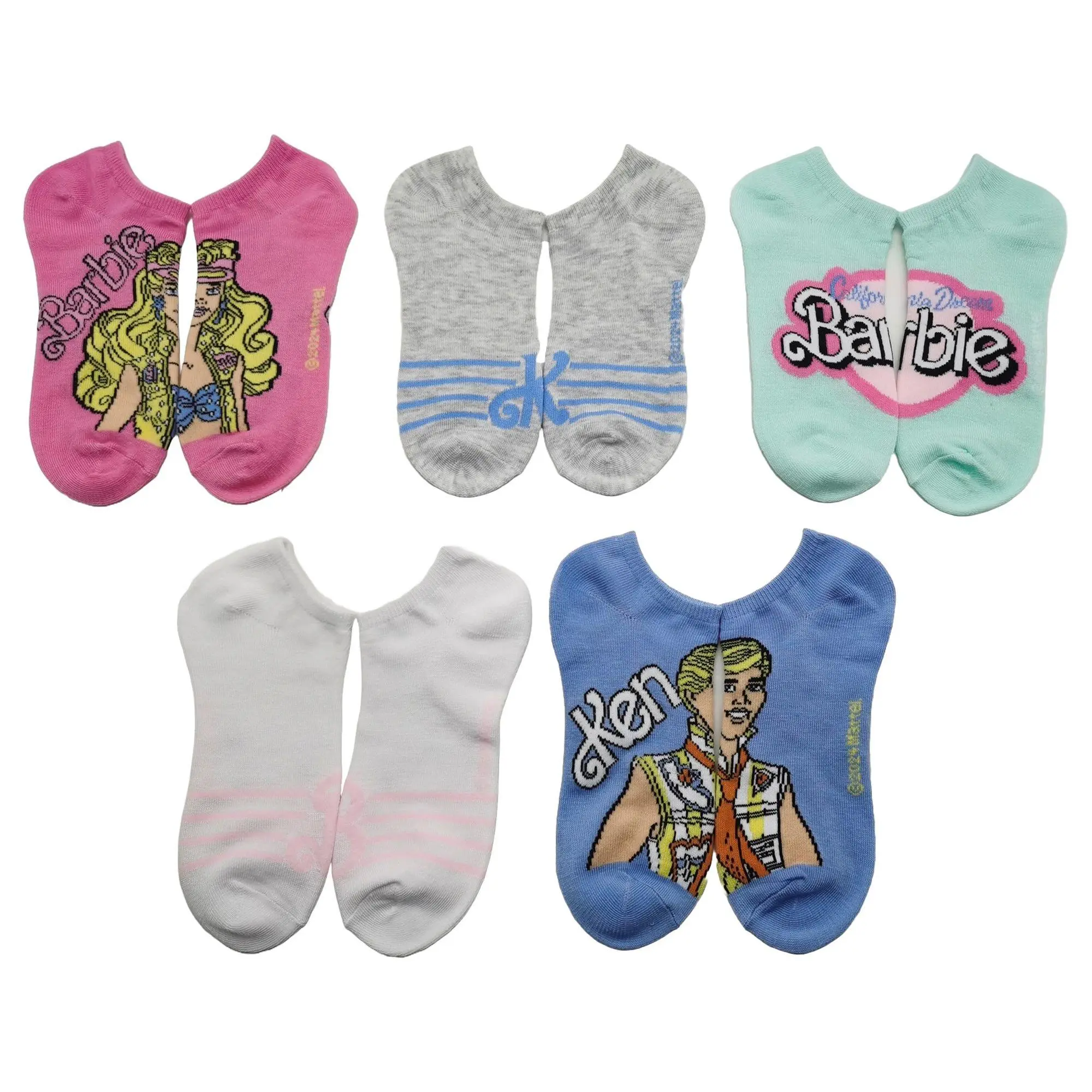 Barbie Ladies' No-Show Character Sock Set - 5 Pair