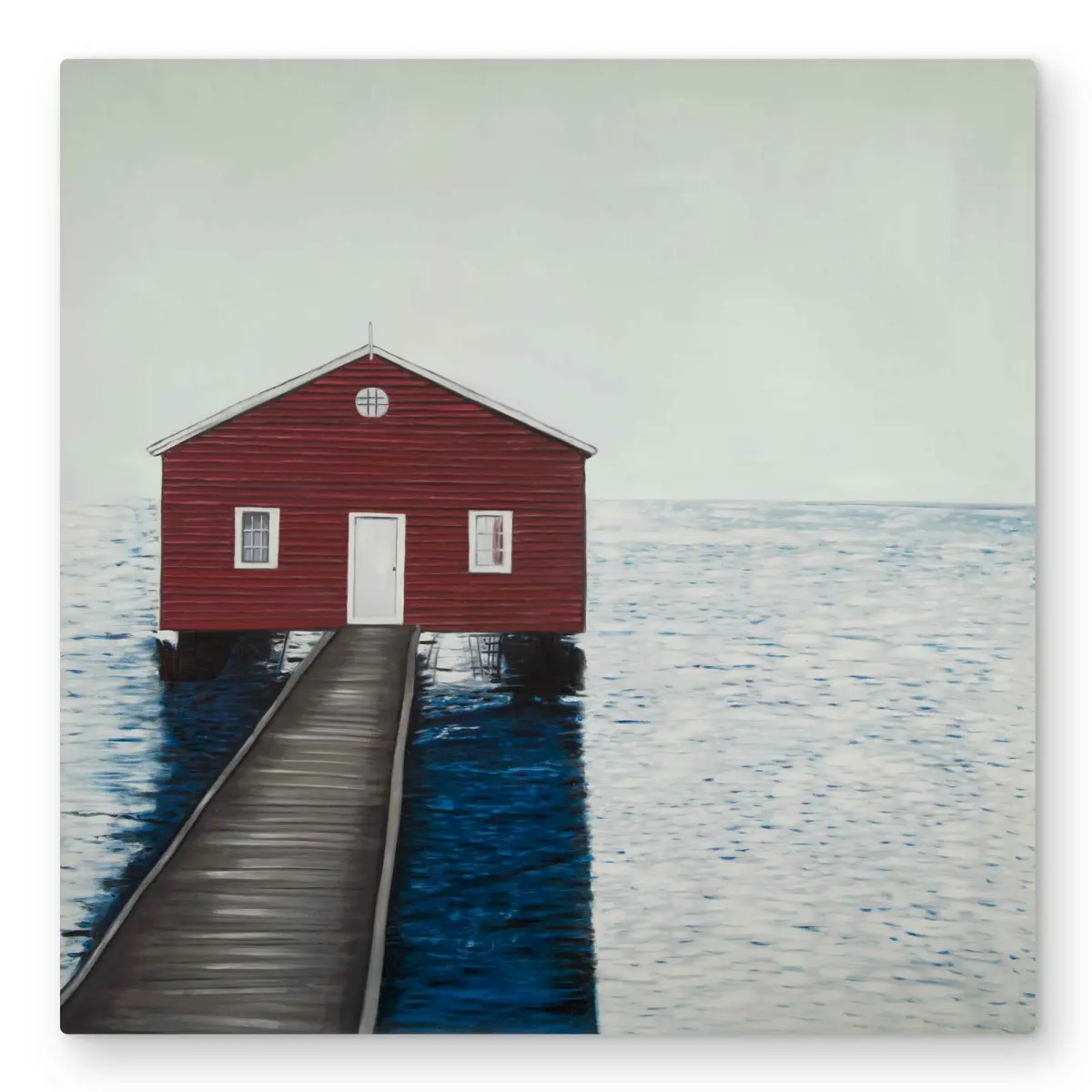 Begin Home Decor C1MP3232YC3RDQ 32 x 32 in. Boathouse - Coastal Marine Metal Print Wall Art for Home Decor